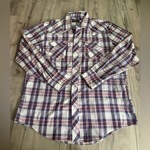Vintage Sears Western Wear Plaid Shirt - Red, Blue, White Size Large